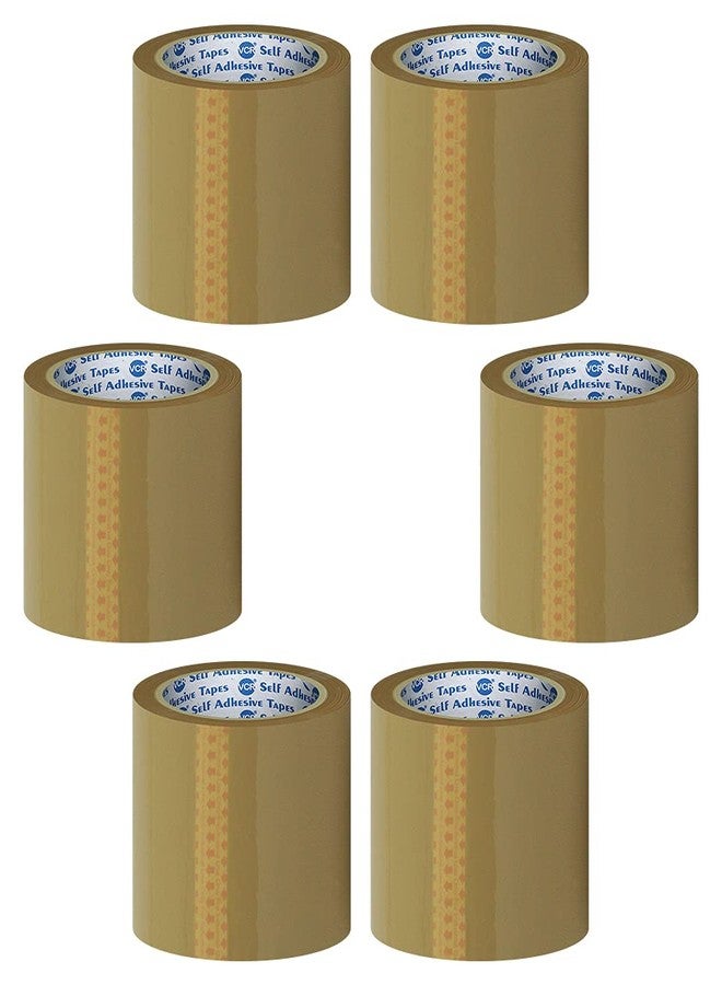 VCR Self Adhesive Brown Cello Tape - 100 Meters in Length - 96mm / 4" Width - 6 Rolls Per Pack - BOPP Industrial Packaging Tape for E-Commerce Box Packing, Office and Home use - Image 1