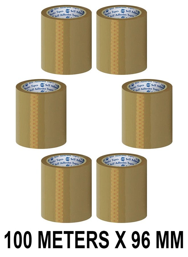 VCR Self Adhesive Brown Cello Tape - 100 Meters in Length - 96mm / 4" Width - 6 Rolls Per Pack - BOPP Industrial Packaging Tape for E-Commerce Box Packing, Office and Home use - Image 2