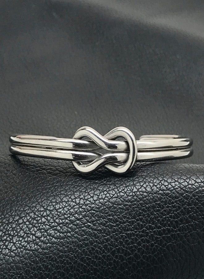 Loralyn Designs Hercules Knot Stainless Steel Cuff Bracelet Love Infinity Gift Adjustable - Silver - Image 4