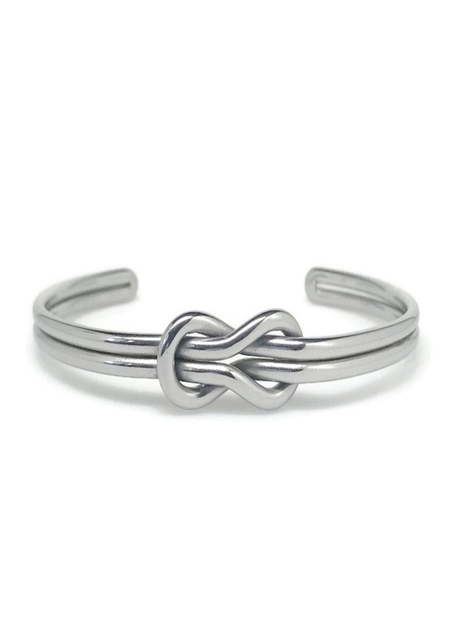 Loralyn Designs Hercules Knot Stainless Steel Cuff Bracelet Love Infinity Gift Adjustable - Silver - Image 1