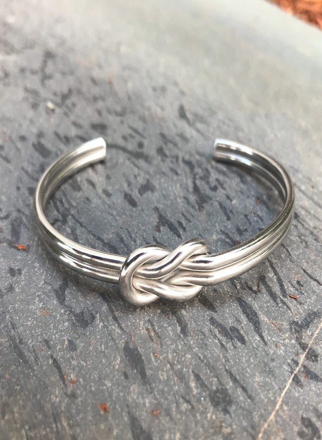 Loralyn Designs Hercules Knot Stainless Steel Cuff Bracelet Love Infinity Gift Adjustable - Silver - Image 3