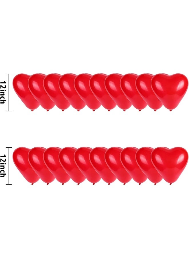 Goldedge 50 PCS Heart-Shaped Red Balloons – 12 Inch Romantic Latex Balloons for Weddings, Anniversaries, Valentine's Day & Special Occasions  - Image 2