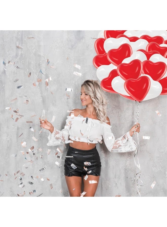 Goldedge 50 PCS Heart-Shaped Red Balloons – 12 Inch Romantic Latex Balloons for Weddings, Anniversaries, Valentine's Day & Special Occasions  - Image 3