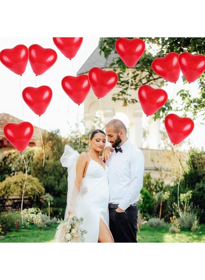 Goldedge 50 PCS Heart-Shaped Red Balloons – 12 Inch Romantic Latex Balloons for Weddings, Anniversaries, Valentine's Day & Special Occasions  - Image 4
