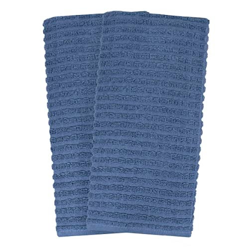 Ritz Royale Collection 100% Combed Terry Cotton, Highly Absorbent, Oversized Kitchen Towel Set, 28" x 18", 2-Pack, Solid, Federal Blue - Image 2