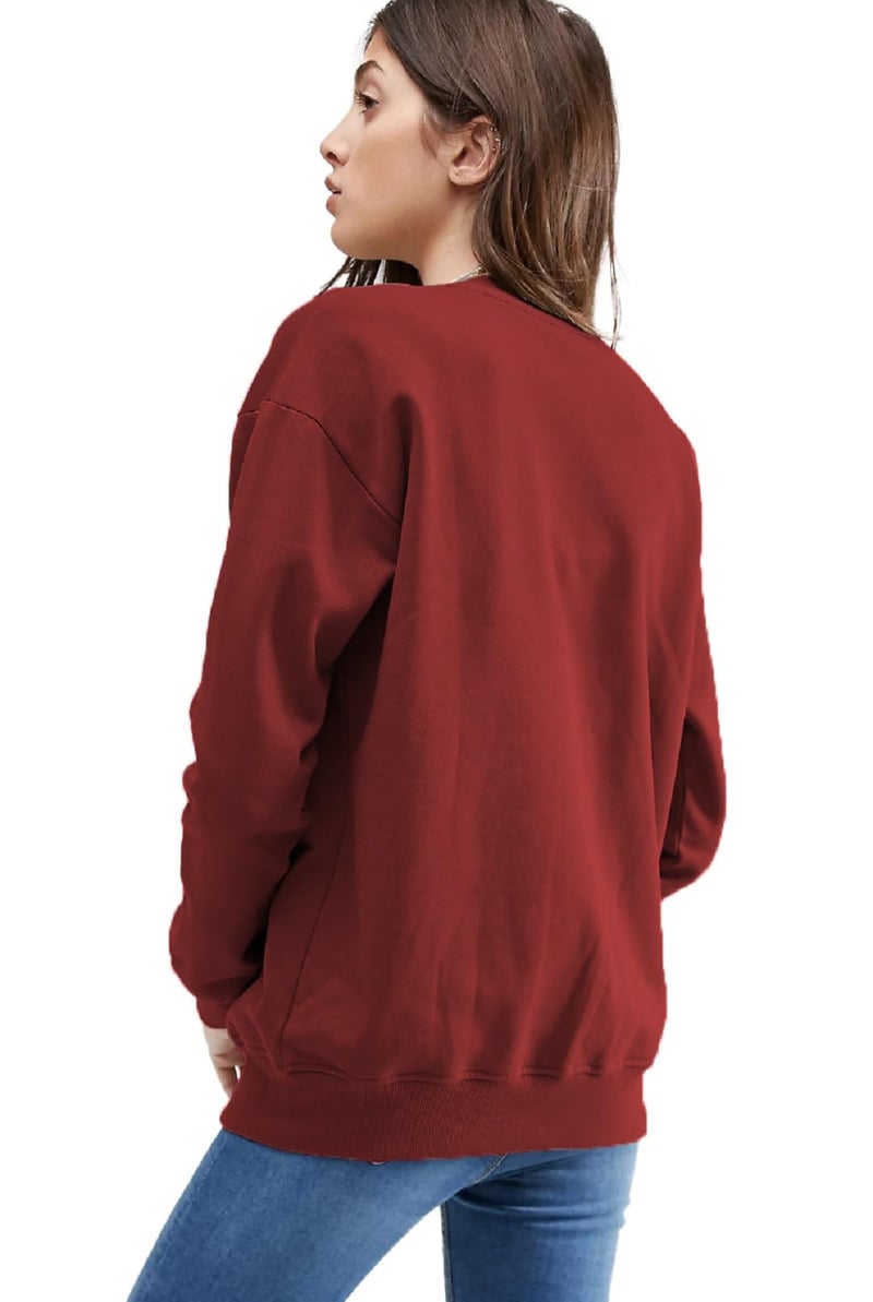 LEOTUDE Full Sleeve Loose Fit Bomber Loop Knitted Standard Length Jacket For Women (Grl_Jkt02_Mrun_P_Maroon_M) - Image 2