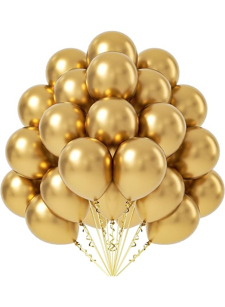 Latex Balloons, 12 Inch Metallic Party Balloon Set, Large Thick Big Round Biodegradable Bulk Helium Gas or Air Inflated Balloons for Birthday Party Wedding Decoration (100Pcs, Gold) - Image 1