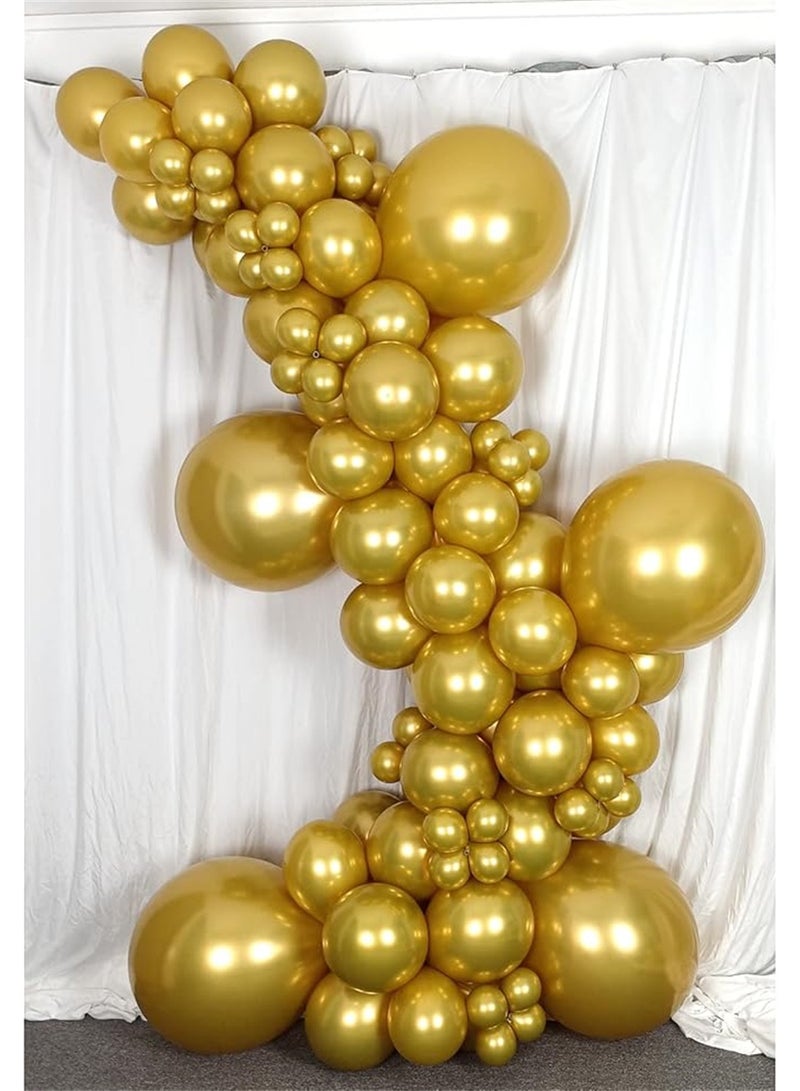 Latex Balloons, 12 Inch Metallic Party Balloon Set, Large Thick Big Round Biodegradable Bulk Helium Gas or Air Inflated Balloons for Birthday Party Wedding Decoration (100Pcs, Gold) - Image 2