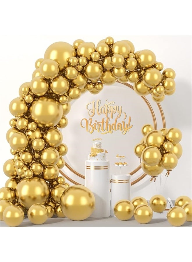 Latex Balloons, 12 Inch Metallic Party Balloon Set, Large Thick Big Round Biodegradable Bulk Helium Gas or Air Inflated Balloons for Birthday Party Wedding Decoration (100Pcs, Gold) - Image 3