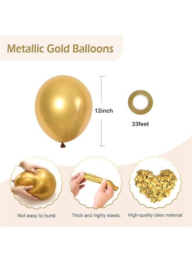 Latex Balloons, 12 Inch Metallic Party Balloon Set, Large Thick Big Round Biodegradable Bulk Helium Gas or Air Inflated Balloons for Birthday Party Wedding Decoration (100Pcs, Gold) - Image 5