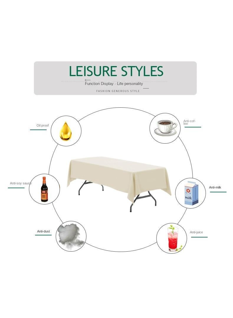 Bluejw 1-Piece Solid Pattern Table Cloth Beige for Kitchen Dining Table - Image 3