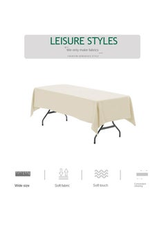 Bluejw 1-Piece Solid Pattern Table Cloth Beige  - Image 3