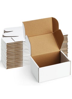 Poever Shipping Boxes 6X4X3 Inches Small Mailing Boxes 25 Pack White Cardboard Corrugated Box Mailers  - Image 1