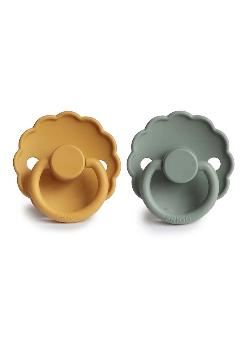 FRIGG Daisy Silicone Baby  Pacifier 0-6M  2-Pack Honey Gold/Lily Pad - S1