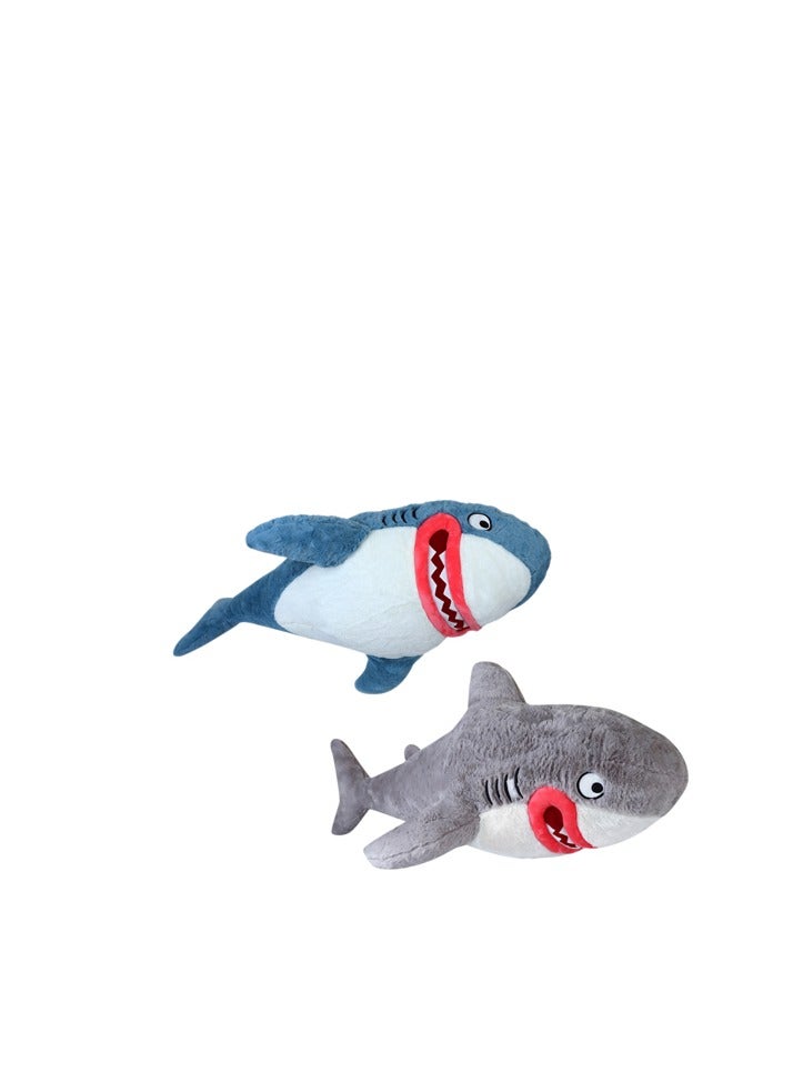 Magnolia Lipstick Shark: A soft pillow that adds a touch of fun to your children's room! Features a gray color and a size of 100 cm  - Image 2
