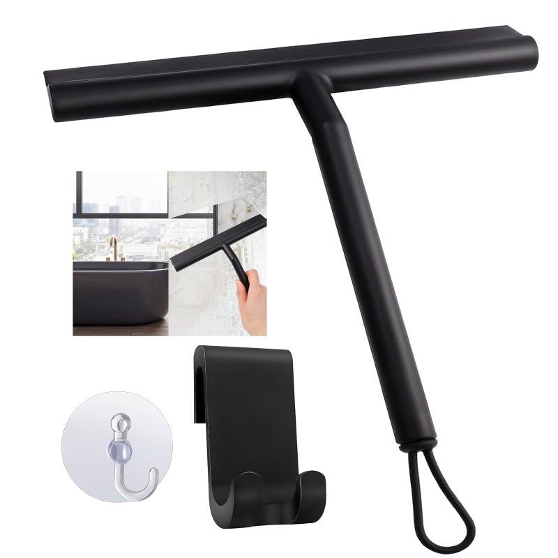 Shower Squeegee8 Inch Window Glass Scraper Shower Cleaner with Suction Cup HookWindow Cleaner Shower Wiper for BathroomCar Mirror Door Glass
