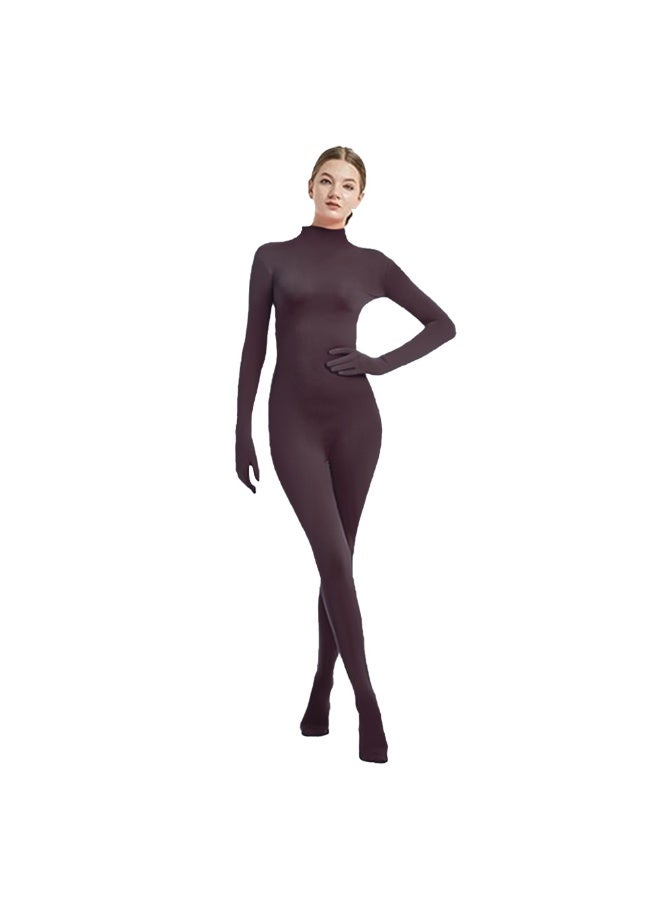 NIBEMINENT Women's tight-fitting suit, one-piece suit with one hand and one foot, solid-color dance suit and stage performance suit - Image 1