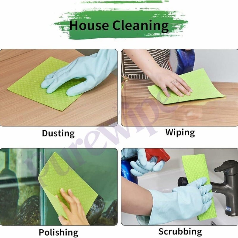 Purewipe Kitchen Cleaning Sponge Wipes Reusable Kitchen wipes for cleaning 15 x 15 MultiColor Kitchen Cleaner Wipes for Stove Slab Table Super Absorbent Wipes for Kitchen Cleaning 5 Piece - Image 5