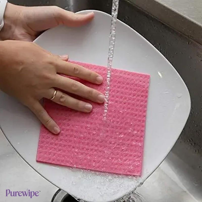 Purewipe Kitchen Cleaning Sponge Wipes Reusable Kitchen wipes for cleaning 15 x 15 MultiColor Kitchen Cleaner Wipes for Stove Slab Table Super Absorbent Wipes for Kitchen Cleaning 5 Piece - Image 3