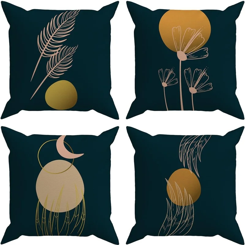 Evdeki Çarşı Evik Abstract 4-Piece Throw Pillow Case DS75
