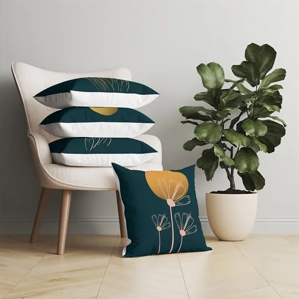 Evdeki Çarşı Evik Abstract 4-Piece Throw Pillow Case DS75