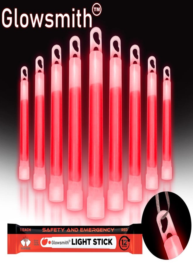 Glow Fever Emergency Safety Military Grade Glow Sticks; 10pcs, 6" Ultra Bright Glow Sticks with 12 Hours Duration. Great for Hiking, Party, Camping, Blackouts, Hurricane and Survival Kits (Red) - Image 2