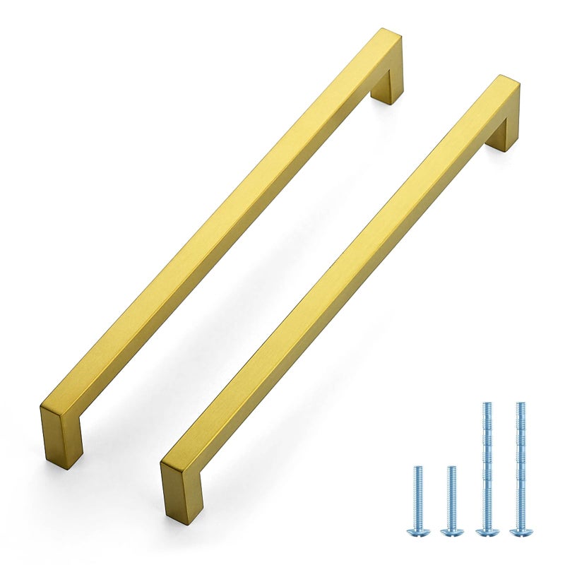 JOY DECOR 5 Pack Cabinet Handles Gold Cabinet Pulls 10 Inch Kitchen Handles Square Drawer Pulls Stainless Steel Drawer Hardware Handles 256mm Hole Centers - Image 2