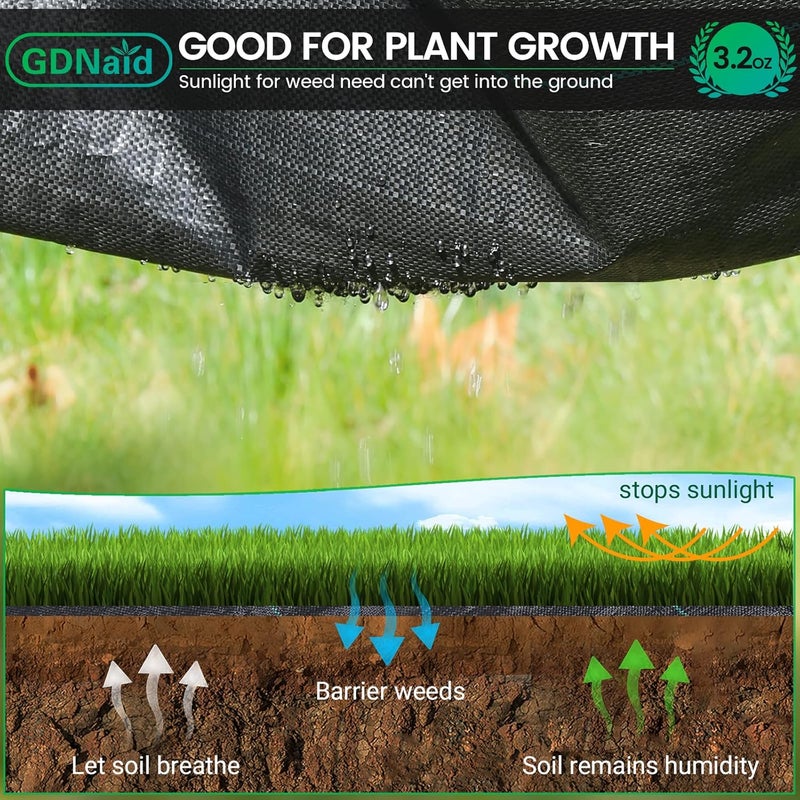 GDNaid Store 4ftx300ft Weed Barrier Landscape Fabric Heavy Duty, 3.2oz Weed Barrier Fabric, Weed Fabric Garden Fabric, Woven Geotextile Fabric - Image 5