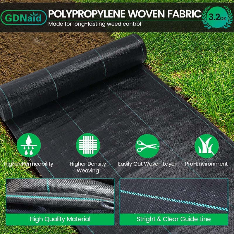 GDNaid Store 4ftx300ft Weed Barrier Landscape Fabric Heavy Duty, 3.2oz Weed Barrier Fabric, Weed Fabric Garden Fabric, Woven Geotextile Fabric - Image 2