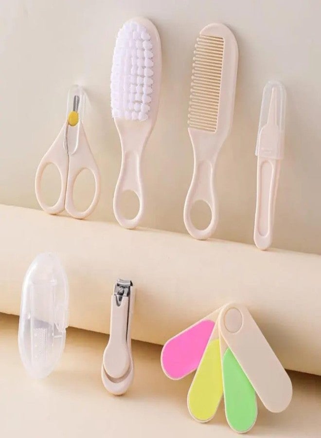NOBLEUX Baby Grooming Kit for Newborn & Infants (7-in-1) | Baby Nail Cutter, Safety Scissors, Soft Hair Brush, Comb, Nail File & Finger Toothbrush | Safe Nursery Care Kit for Boys & Girls - Image 1
