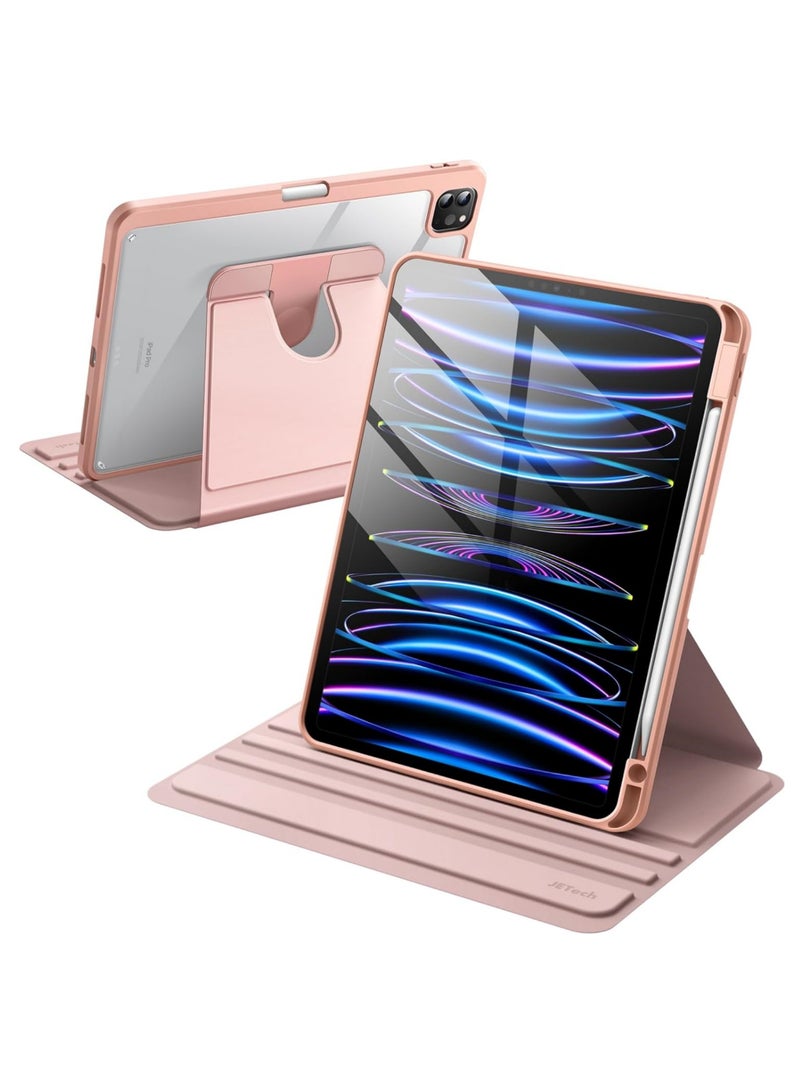 روك بو جراب دوار لجهاز iPad Pro مقاس 11 بوصة (M5/M4) 2025/2024 مع حامل قلم رصاص، جراب واقٍ يدور 360 درجة، غطاء خلفي شفاف، غطاء إيقاظ/سكون تلقائي لجهاز 2024/2025 Pro مقاس 11 بوصة M5/M4، سكون/إيقاظ تلقائي - Image 1