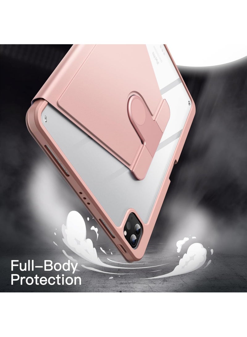 روك بو جراب دوار لجهاز iPad Pro مقاس 11 بوصة (M5/M4) 2025/2024 مع حامل قلم رصاص، جراب واقٍ يدور 360 درجة، غطاء خلفي شفاف، غطاء إيقاظ/سكون تلقائي لجهاز 2024/2025 Pro مقاس 11 بوصة M5/M4، سكون/إيقاظ تلقائي - Image 4