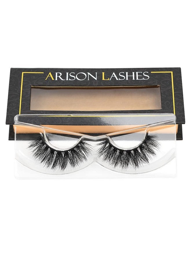 Arison Lashes 3D Mink Lashes False Fake Eyelashes Wispy Strips Silk Reusable Handmade Real Long Fur Soft Dramatic Natural Look 1 Pair Package for Women Makeup (D008) - Image 1