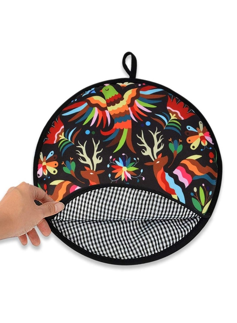 ELLEGLAM Tortilla Warmer Pouch 12 Inch Insulated & Microwaveable Fabric Tortilla Keeper Holder Keeps Warm for Corn Flour Taco Pizza Bread up to One Hour,Black  - Image 3