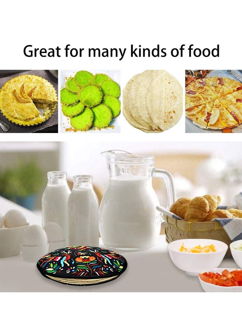 ELLEGLAM Tortilla Warmer Pouch 12 Inch Insulated & Microwaveable Fabric Tortilla Keeper Holder Keeps Warm for Corn Flour Taco Pizza Bread up to One Hour,Black  - Image 4