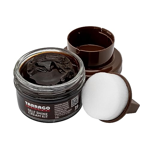Tarrago Self Shine Shoe Polish with Applicator – Quick Shine Shoe Cream for Leather Boots and Shoes - 1.76 Fl. Oz – Medium Brown #39 - Image 1