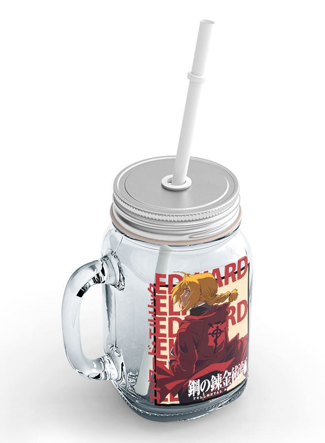 Fullmetal Alchemist Jar Fullmetal Alchemist Brotherhood Glass Jar Edward Elric Glass with Straw and LidAlchemist of Steel Amestris-Manga Series
