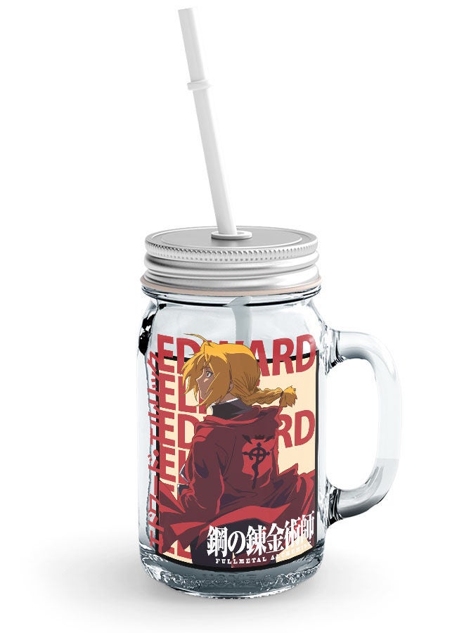 Fullmetal Alchemist Jar Fullmetal Alchemist Brotherhood Glass Jar Edward Elric Glass with Straw and LidAlchemist of Steel Amestris-Manga Series