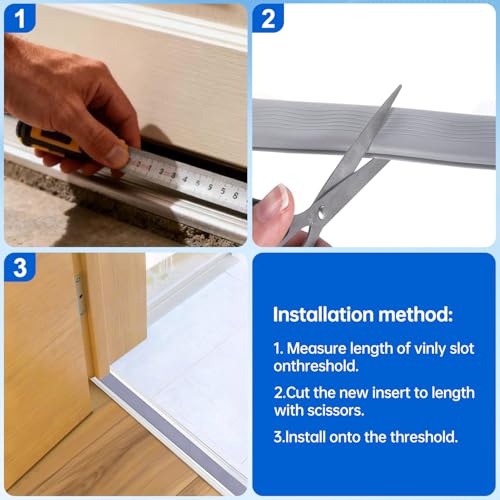 Thrseely 2 Pcs 36 Inch Vinyl Replacement Insert for Adjustable Height Aluminum Thresholds with Seals 1-5/16 x 3/8 Vinyl Replacement Insert for Front Under Door Weather Stripping Seal Exterior - Image 4