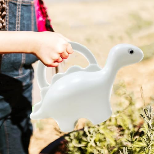 Go Hooked Plastic Dinosaur Shape 1 Liter Kids Watering Can for House Plants & Garden Plants Roar Some Gardening Dino Shaped Delight Garden Time Travel (Pack of 1, White, 1 Liter) - Image 1