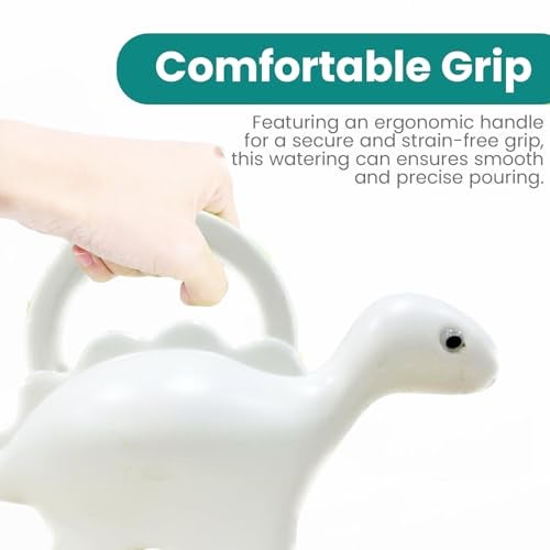Go Hooked Plastic Dinosaur Shape 1 Liter Kids Watering Can for House Plants & Garden Plants Roar Some Gardening Dino Shaped Delight Garden Time Travel (Pack of 1, White, 1 Liter) - Image 4