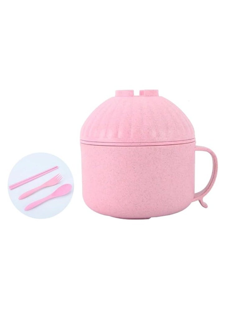 LIMITLESS Lunch Box, Instant Noodle Bowl Instant Noodle Cup With Compartment Microwave Ramen Cooker Bowl, And Chopsticks Cutlery Set Instant Noodle Bucket For Girls and Boys (Purple)  - Image 1