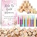 Dinifee 125 Pcs Baby Shower Decorate a Block Game Set Includes Help Us Build Memories Sign 100 DIY Blank Wooden Block 24 Paint Marker Prize for Wedding Baby Shower GamePink Bear - Image 2