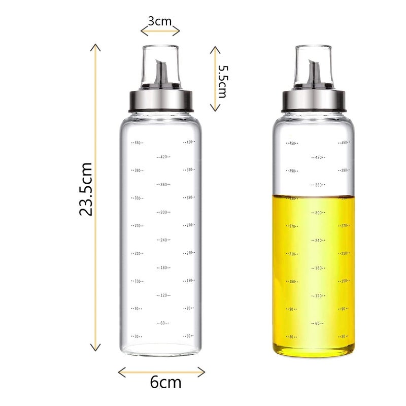 Baskety Glass Oil Dispenser Leakproof Oiler Tank Household Stainless Steel Condiment Dispenser Seasoning Bottle 500ml (Set of 2) B - Image 2