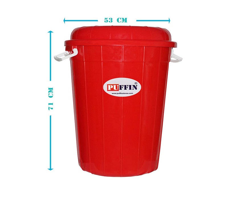 PUFFIN Multipurpose Plastic Storage Bucket Drum 100 LTR with Lid Red Pack of 2 - Image 4