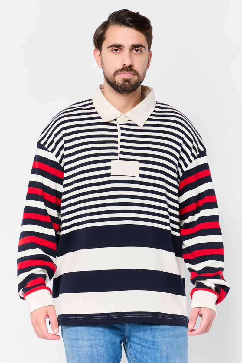 GANT Men Relaxed Fit Stripe Long Sleeve Sweater, Multicolor - Image 1