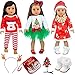 K. T. Fancy KTFancy 8 PCS 18 Inch Girl Doll Christmas Clothes and Accessories Set Including 3 Set Christmas Clothes and Dress Headband Boots Head Clip Bag Best Gift for Your Child - Image 4