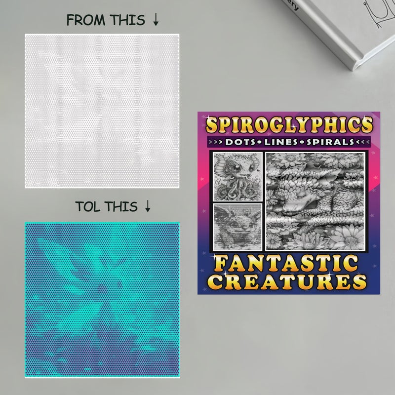 Mysterious Point Spirals And Line Arrays Fantasy Creature Coloring Book With 21 Puzzles 3D Monochrome Coloring Pages Stress Relief For Adults NI052 - Image 5