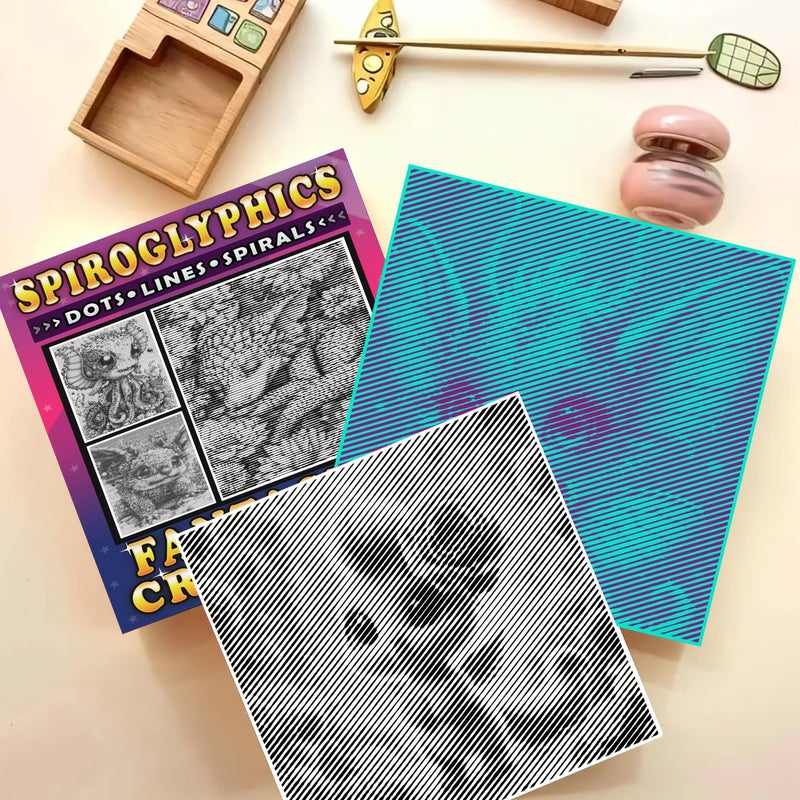 Mysterious Point Spirals And Line Arrays Fantasy Creature Coloring Book With 21 Puzzles 3D Monochrome Coloring Pages Stress Relief For Adults NI052 - Image 3