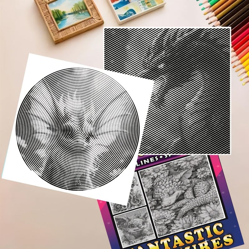 Mysterious Point Spirals And Line Arrays Fantasy Creature Coloring Book With 21 Puzzles 3D Monochrome Coloring Pages Stress Relief For Adults NI052 - Image 4